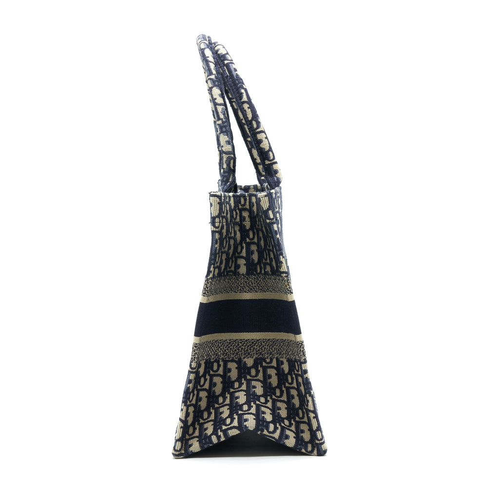 Dior Small Booktote Bag Blue Oblique Embroidery