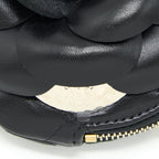 Chanel mini Round Camellia zippy Wallet with Chain Lambskin black GHW