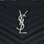 Saint Laurent/YSL Envelop Chain Wallet Grained CalfSkin Black SHW
