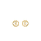 Chanel Round CC Logo Crystal and Pearl Earrings GHW