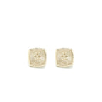 Chanel Cube CC Earrings Light Gold Tone