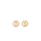 Chanel Round CC Logo Crystal and Pearl Earrings GHW