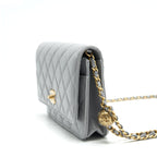 Chanel Pearl Crush Wallet On Chain Lambskin Grey GHW (Microchip)