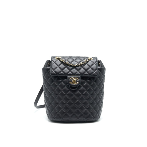 CHANEL QUILTED LAMBSKIN URBAN SPIRIT BACKPACK BLACK GHW