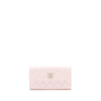 Chanel 22S detailed logo flap long wallet caviar light pink with LGHW