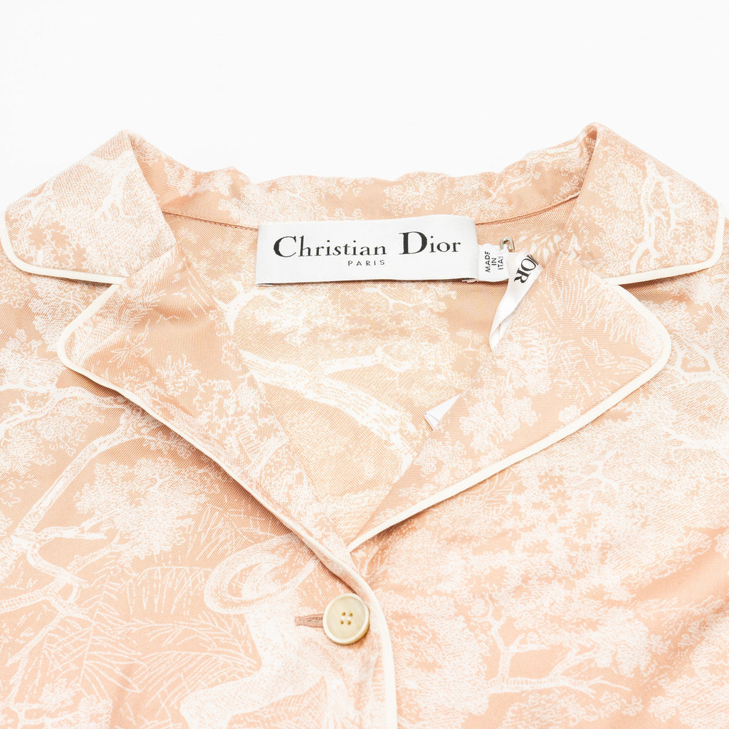 DIOR Size 34 Toile De Jouy Shirt Silk Pink/White