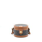 Celine Medium Tambour Bag Triomphe Canvas and Calfskin Tan