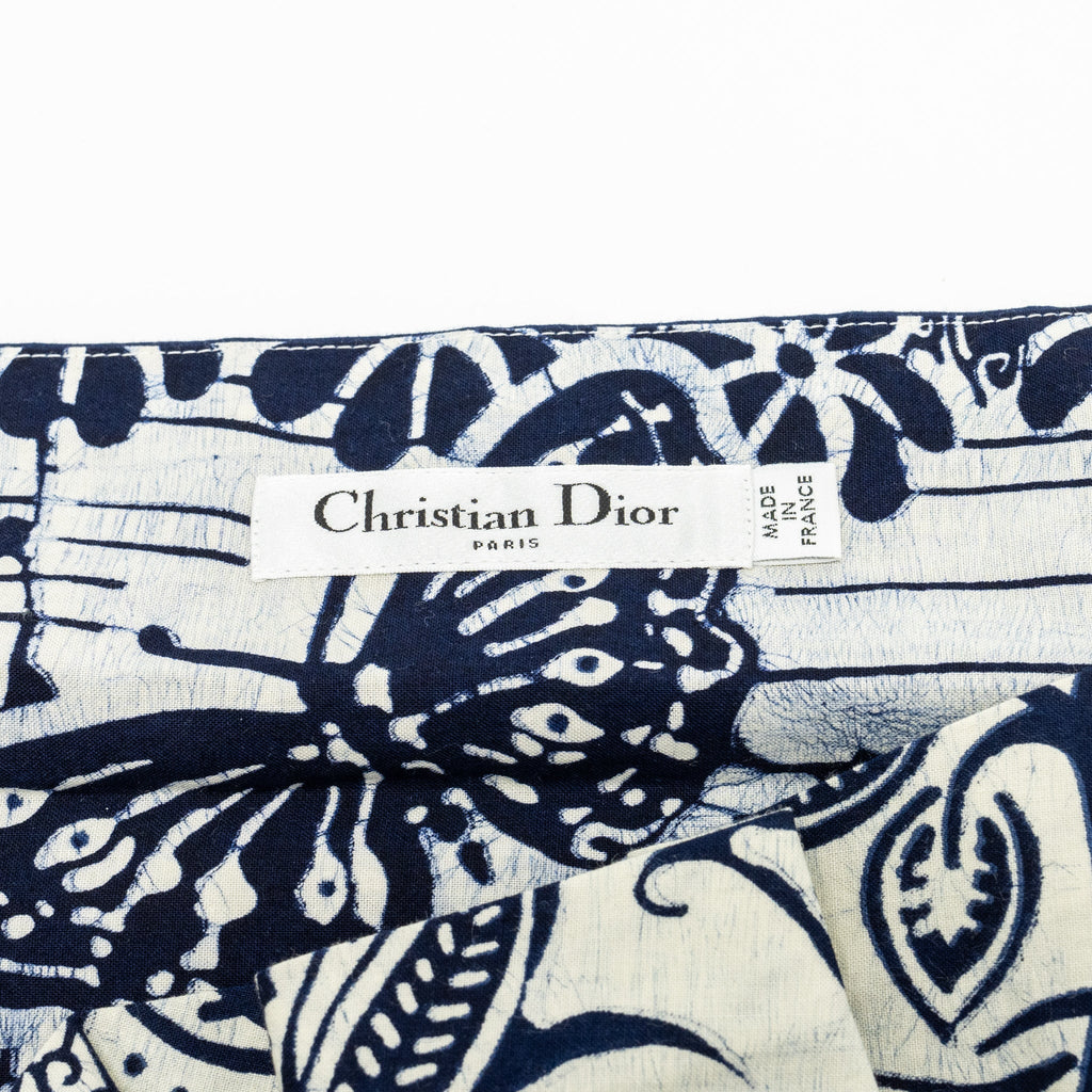 DIOR Size 34 Dress Fantaisie Cotton Navy/White