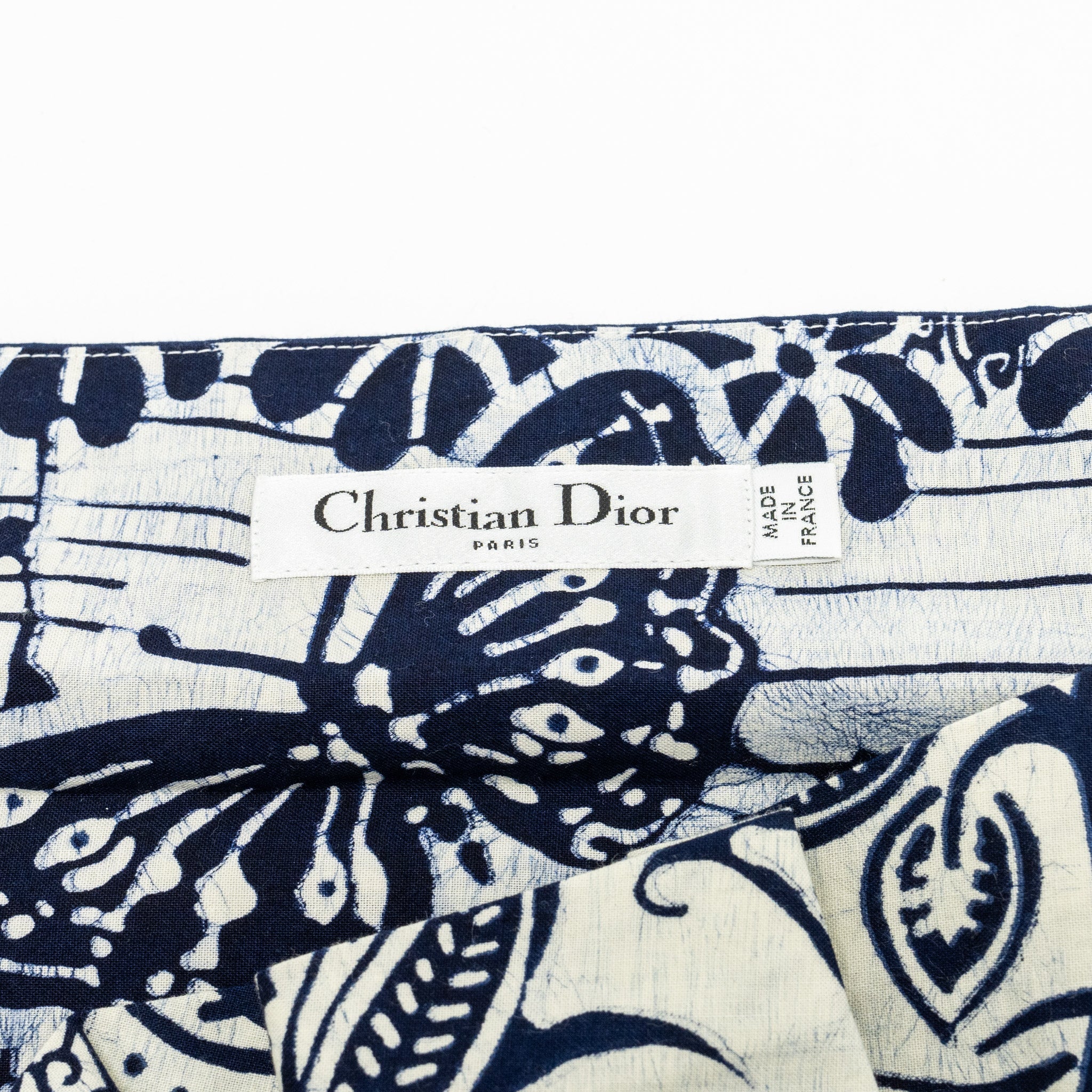 DIOR Size 34 Dress Fantaisie Cotton Navy/White