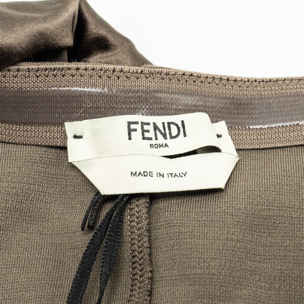 FENDI Size 38 OPERATOR Off-shoulder Wool / Polyamide Dress Brown