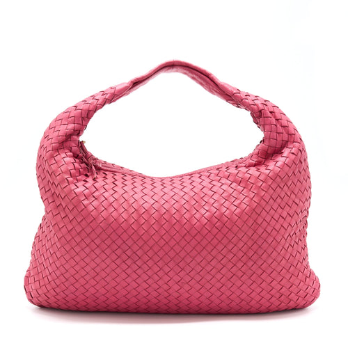 Bottega Veneta Intercciato Hobo Bag Pink GHW