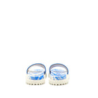 Dior Size 38 Sandal Blue Embroidered Cotton Blue/white