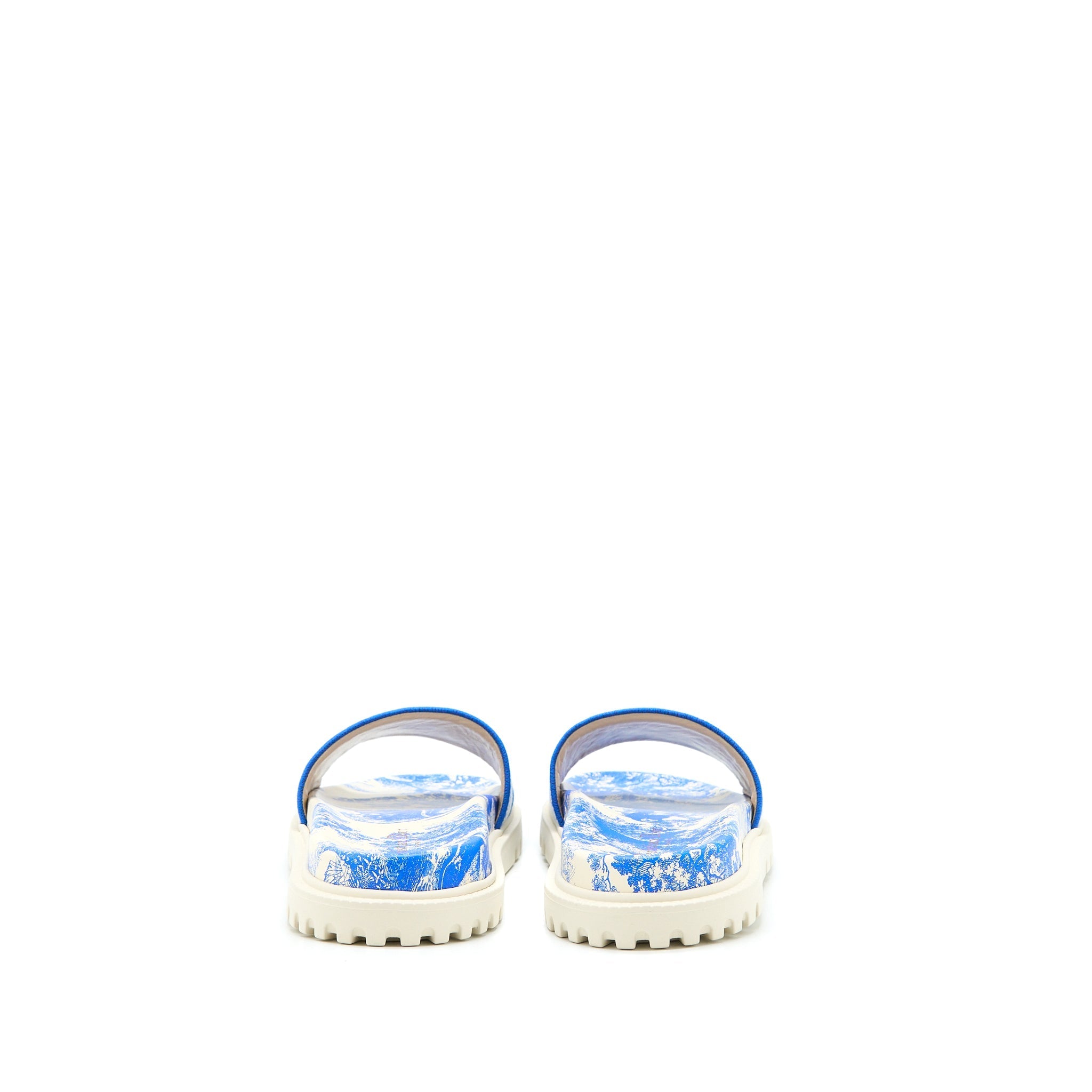 Dior Size 38 Sandal Blue Embroidered Cotton Blue/white