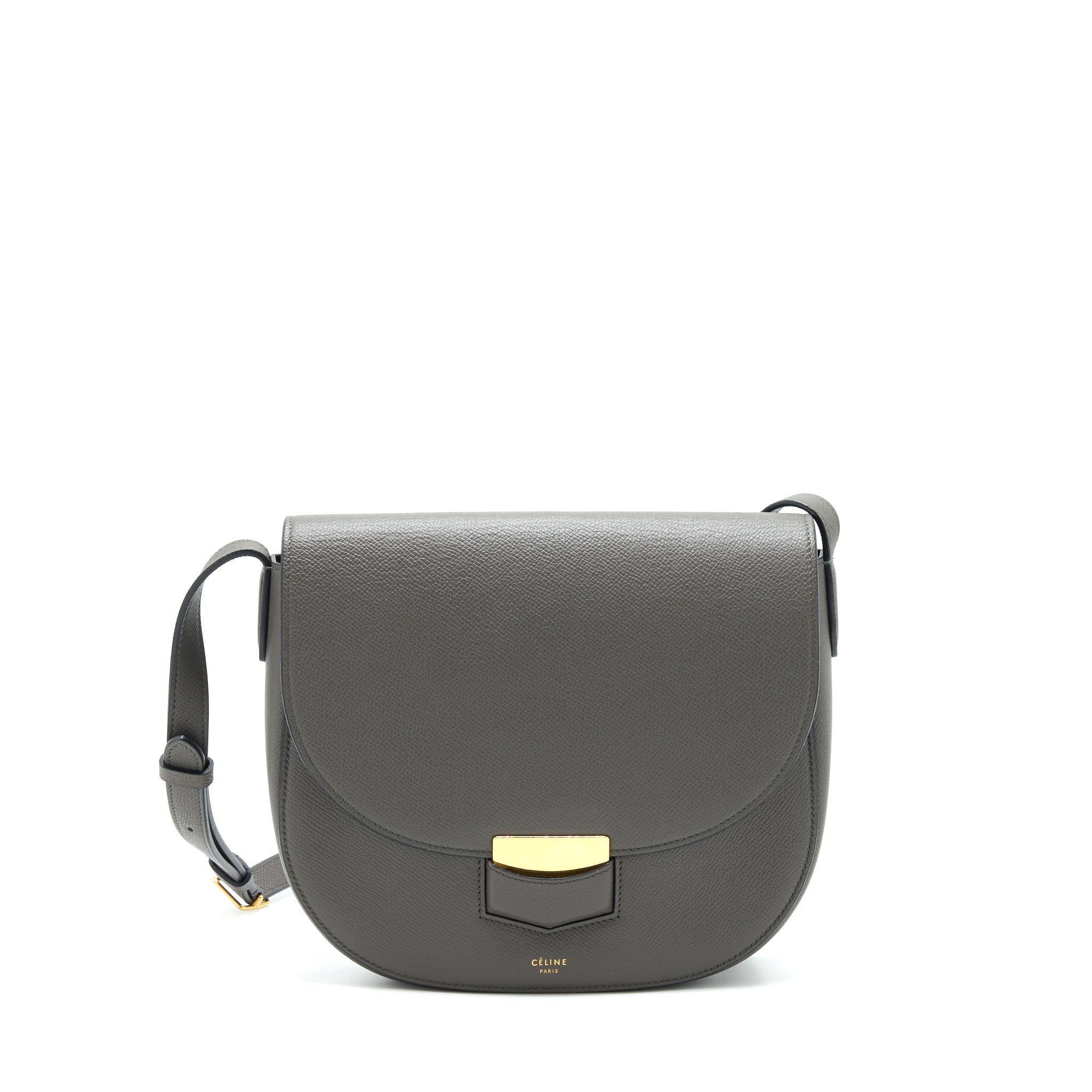Celine Trotteur Bag Large Grained Calfskin Grey