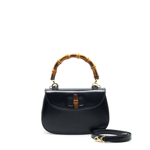 Gucci Vintage Bamboo Small Top Handle Bag Black