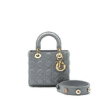 Christian Dior small Lady Dior Lambskin Grey GHW