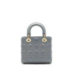 Christian Dior small Lady Dior Lambskin Grey GHW