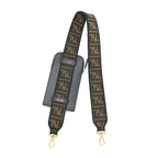Fendi Bag Strap with Phone Pouch FF Jacquard Canvas Brown GHW