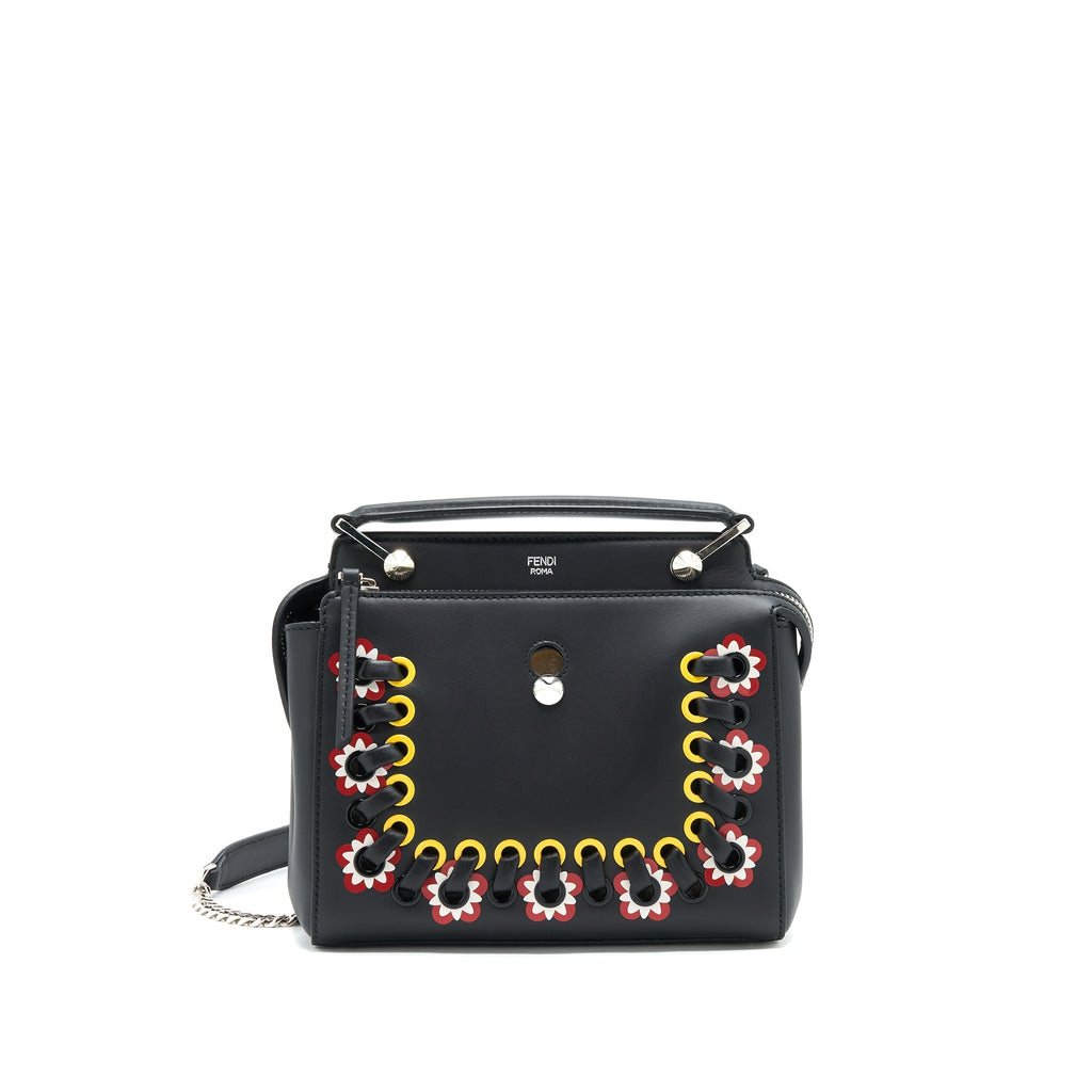 Fendi Dotcom Shoulder Bag Black with Stitch Details