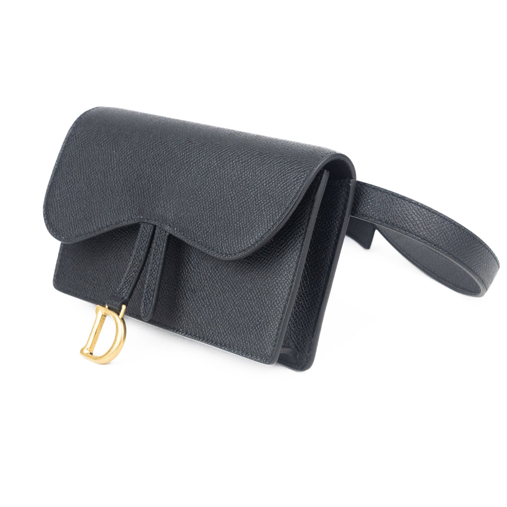 Dior Saddle Belt Pouch in Black Grained Calfskin