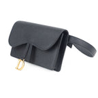 Dior Saddle Belt Pouch in Black Grained Calfskin