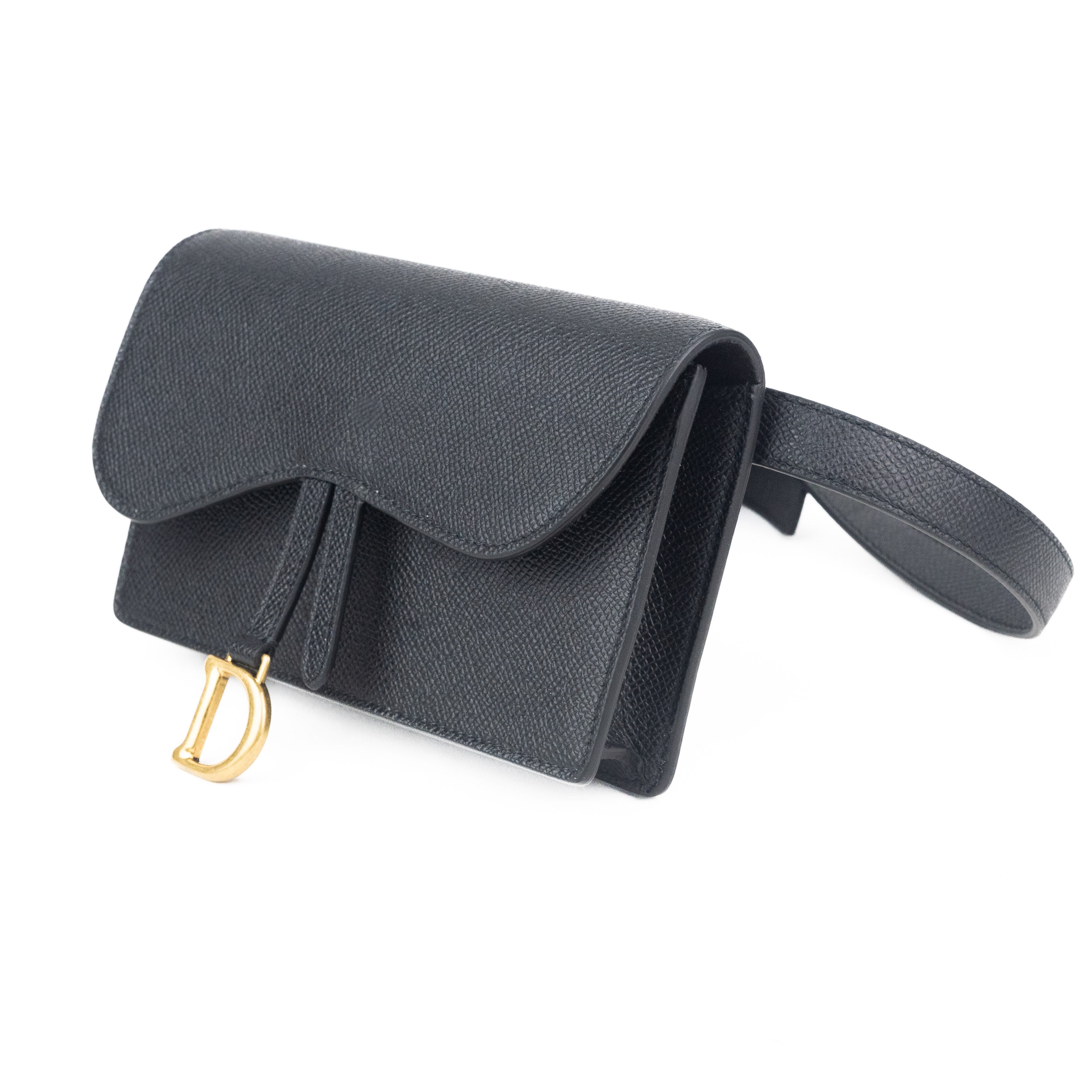 Dior Saddle Belt Pouch in Black Grained Calfskin