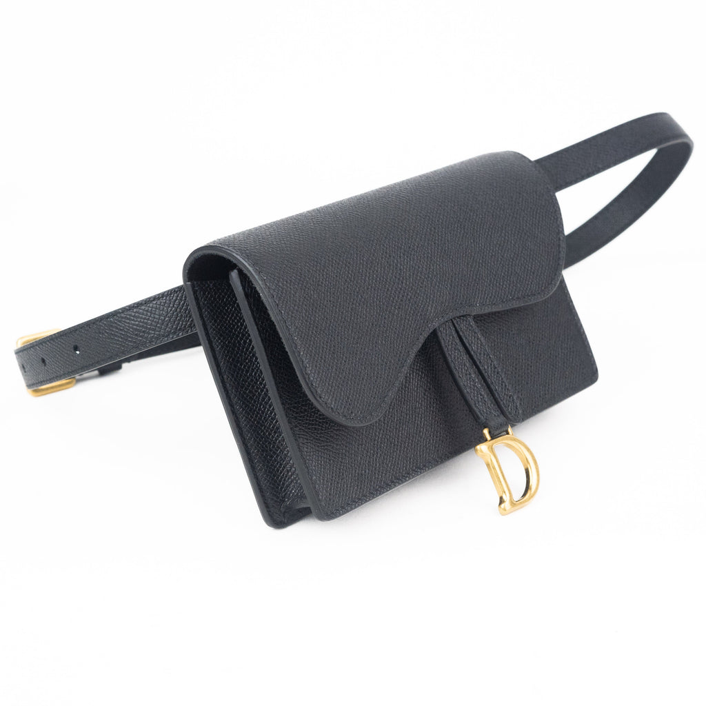 Dior Saddle Belt Pouch in Black Grained Calfskin