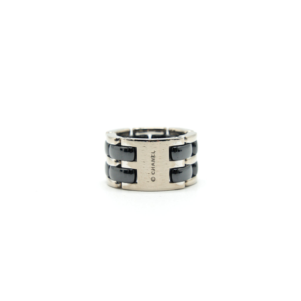 Chanel Ultra Ring Large version 18k white Gold, Black Ceramic size55