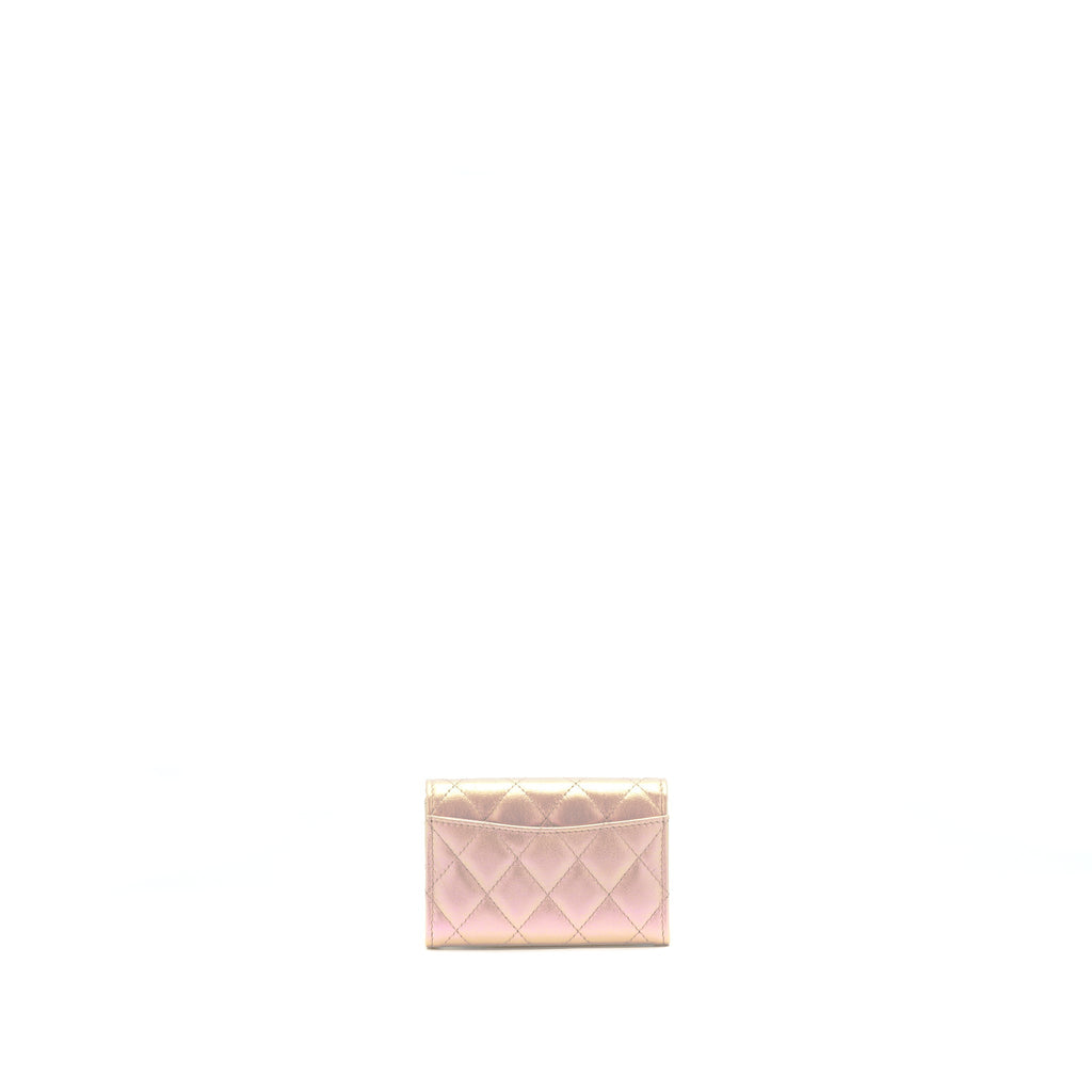 Chanel 21K Iridescent Pink Flap Card Holder