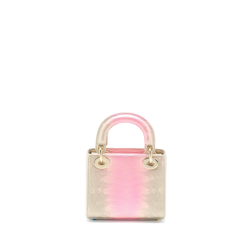 Dior Mini Lady Dior Lizard Pink Multicolour LGHW