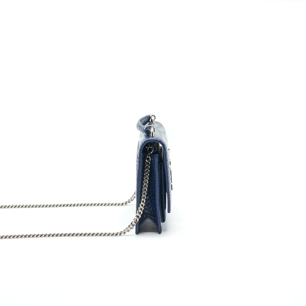 Saint Laurent Sunset Chain Wallet Navy SHW