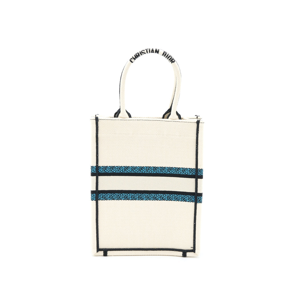Dior Vertical Book Tote Lucky Star Embroidery White/Multicolour