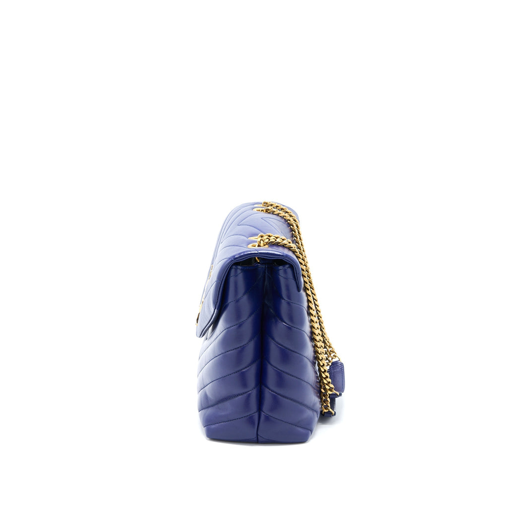 Saint Laurent/YSL Medium Loulou Shoulder Bag Calfskin Blue GHW