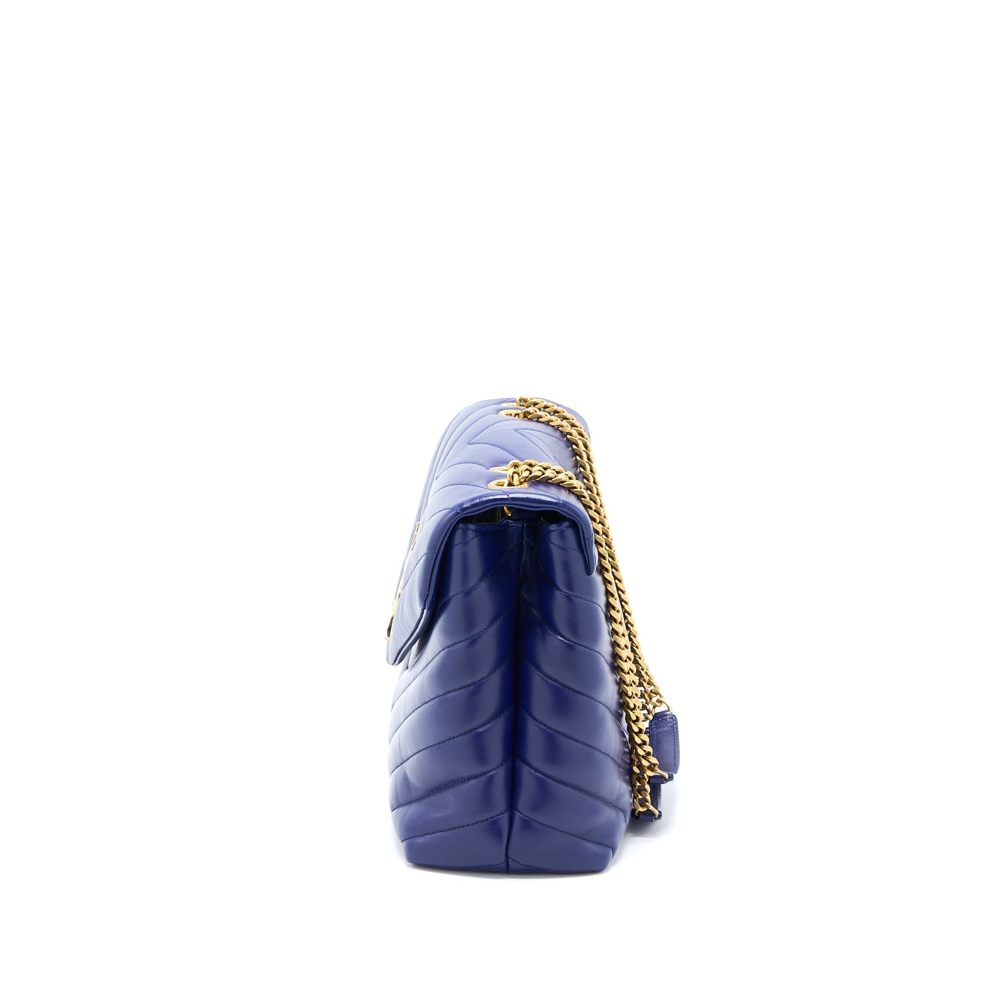 Saint Laurent/YSL Medium Loulou Shoulder Bag Calfskin Blue GHW