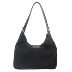 FENDI FF Logo Baguette Neoprene Fiber Shoulder Bag Black