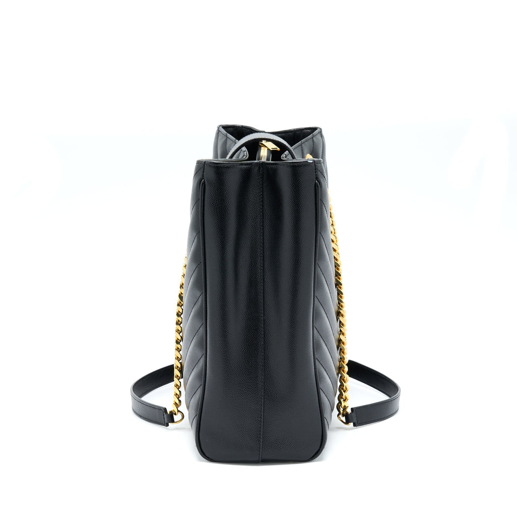 Saint Laurent/YSL Chevron Tote Bag Black GHW