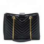 Saint Laurent/YSL Chevron Tote Bag Black GHW
