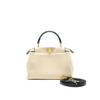 FENDI PEEKABOO MINI HANDLE BAG LAMBSKIN IN CAMELIA/BLACK
