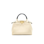 FENDI PEEKABOO MINI HANDLE BAG LAMBSKIN IN CAMELIA/BLACK