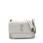 Saint Laurent Medium Niki Bag Calfskin Light Grey With Ruthenium Hardware