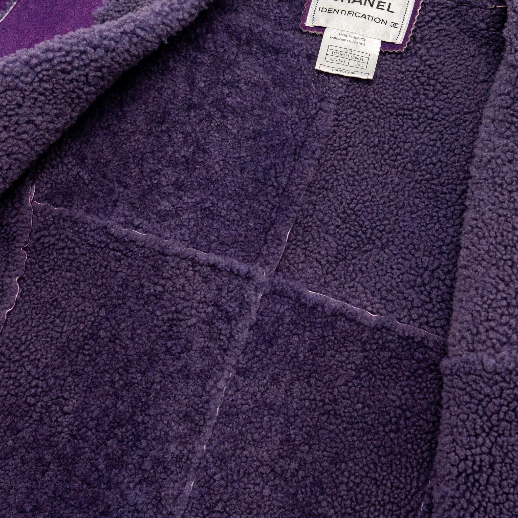 Chanel Size 36 Vintage Shearling Coat Lambswool Purple