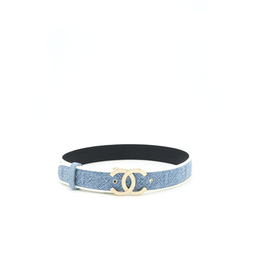 Chanel Size 70 CC logo Denim Belt GHW