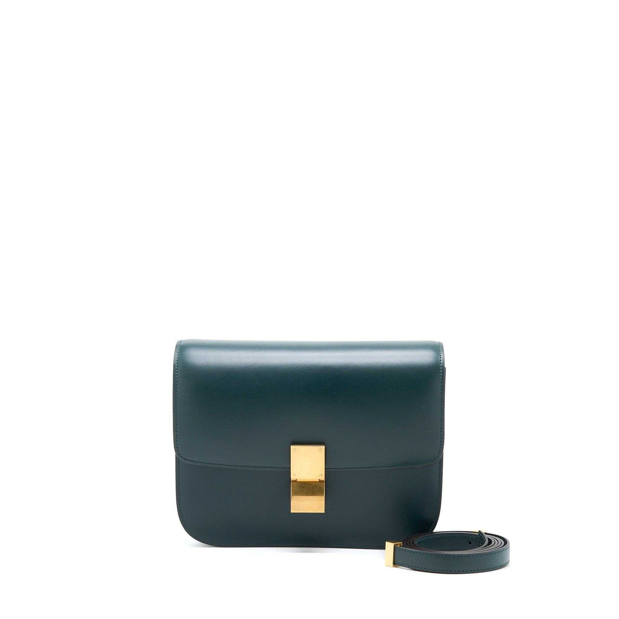 Celine Medium Classic Box Bag Calfskin Green
