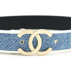 Chanel Size 70 CC logo Denim Belt GHW