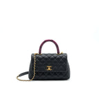 CHANEL MINI COCO HANDLE CAVIAR LEATHER WITH PYTHON HANDLE BLACK GHW