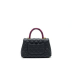 CHANEL MINI COCO HANDLE CAVIAR LEATHER WITH PYTHON HANDLE BLACK GHW