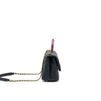 CHANEL MINI COCO HANDLE CAVIAR LEATHER WITH PYTHON HANDLE BLACK GHW