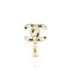 Chanel Crystal With Pearl Drop Earrings