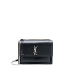 Saint Laurent/YSL Sunset Large Chain Bag Calfskin Black SHW