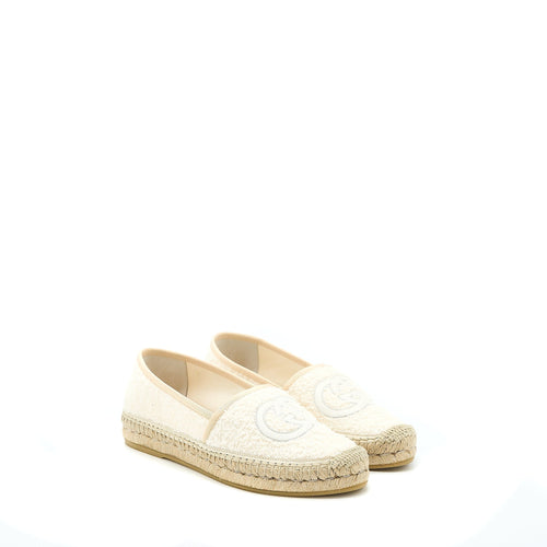 Gucci Size 37.5 Espadrilles Cotton / Tweed White